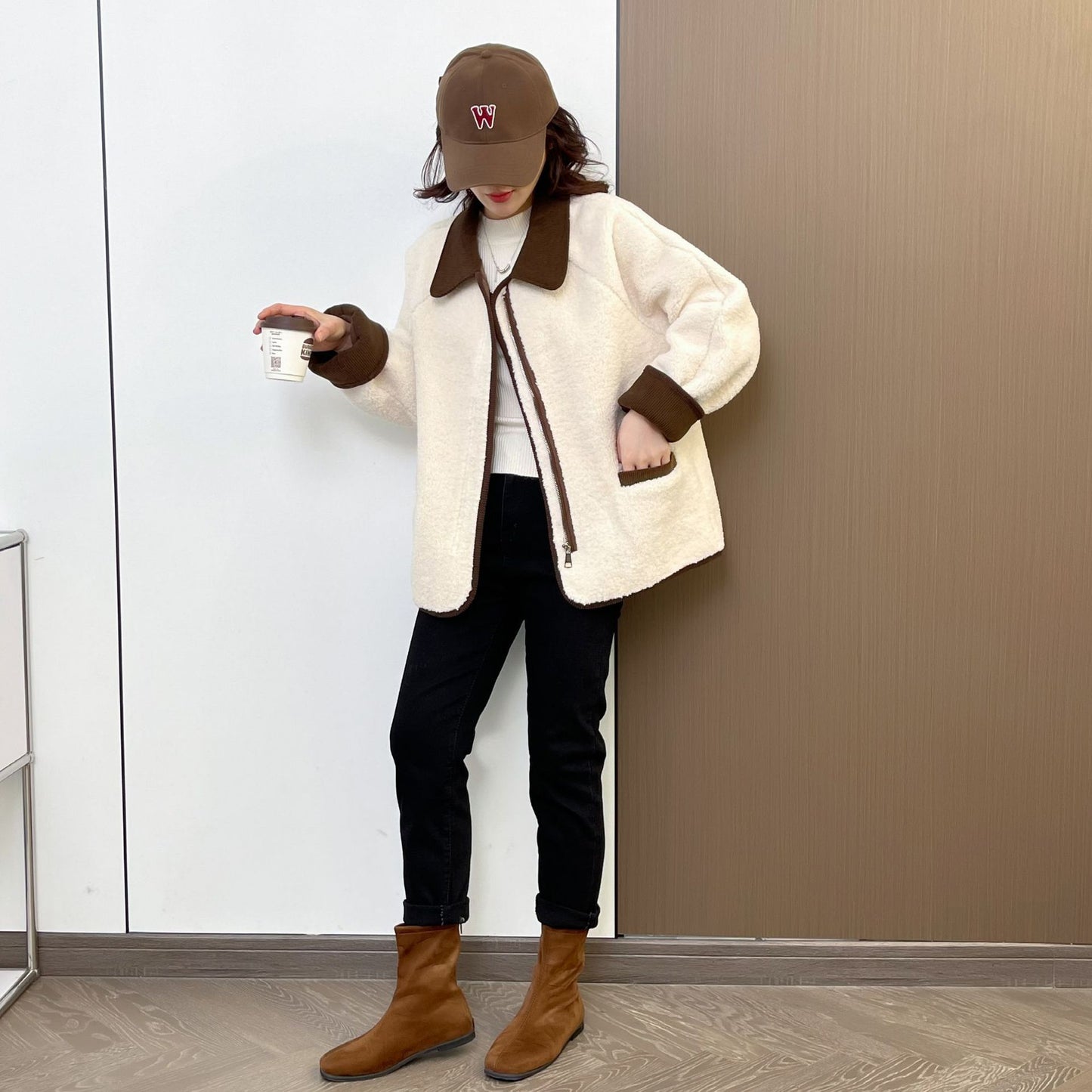 LuxeBlend Contrast Wool Coat