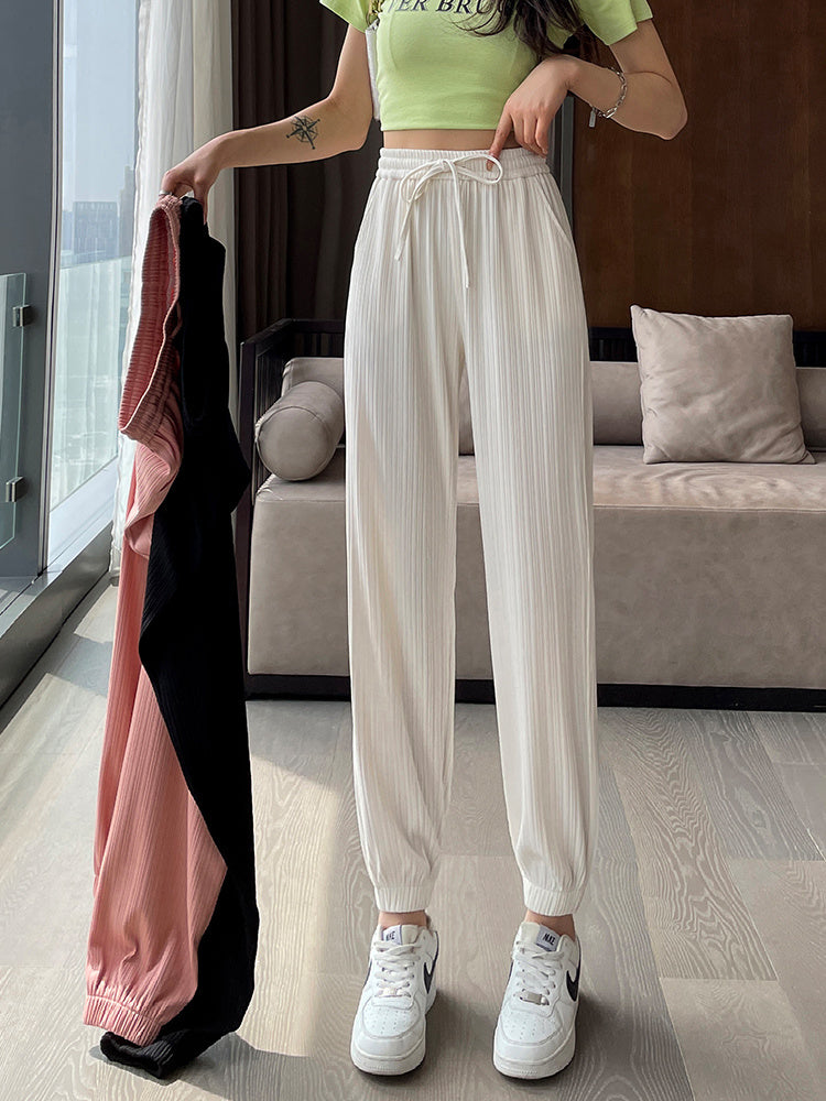 Ice Silk Sports Pants Women's Thin Loose Leggings Casual