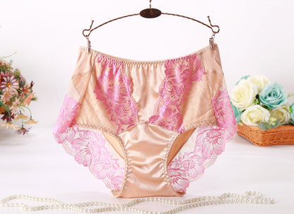 Women's Ice Silk Mid-high Waist Sexy Lace Underwear