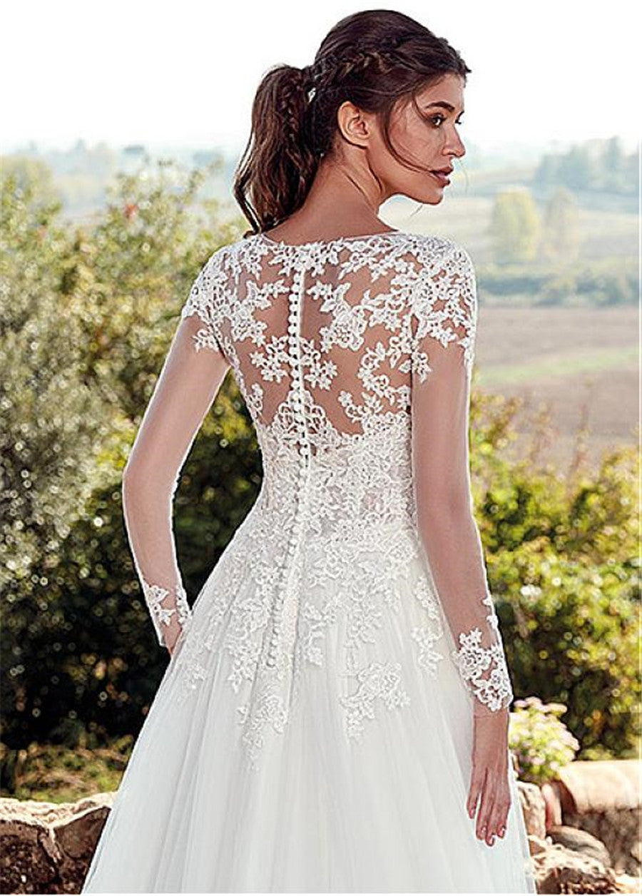 Serene Grace – Lace A-Line Cathedral Gown