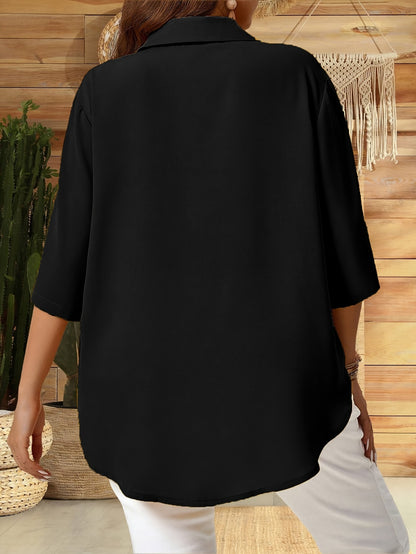Breezelane Button Collar Blouse