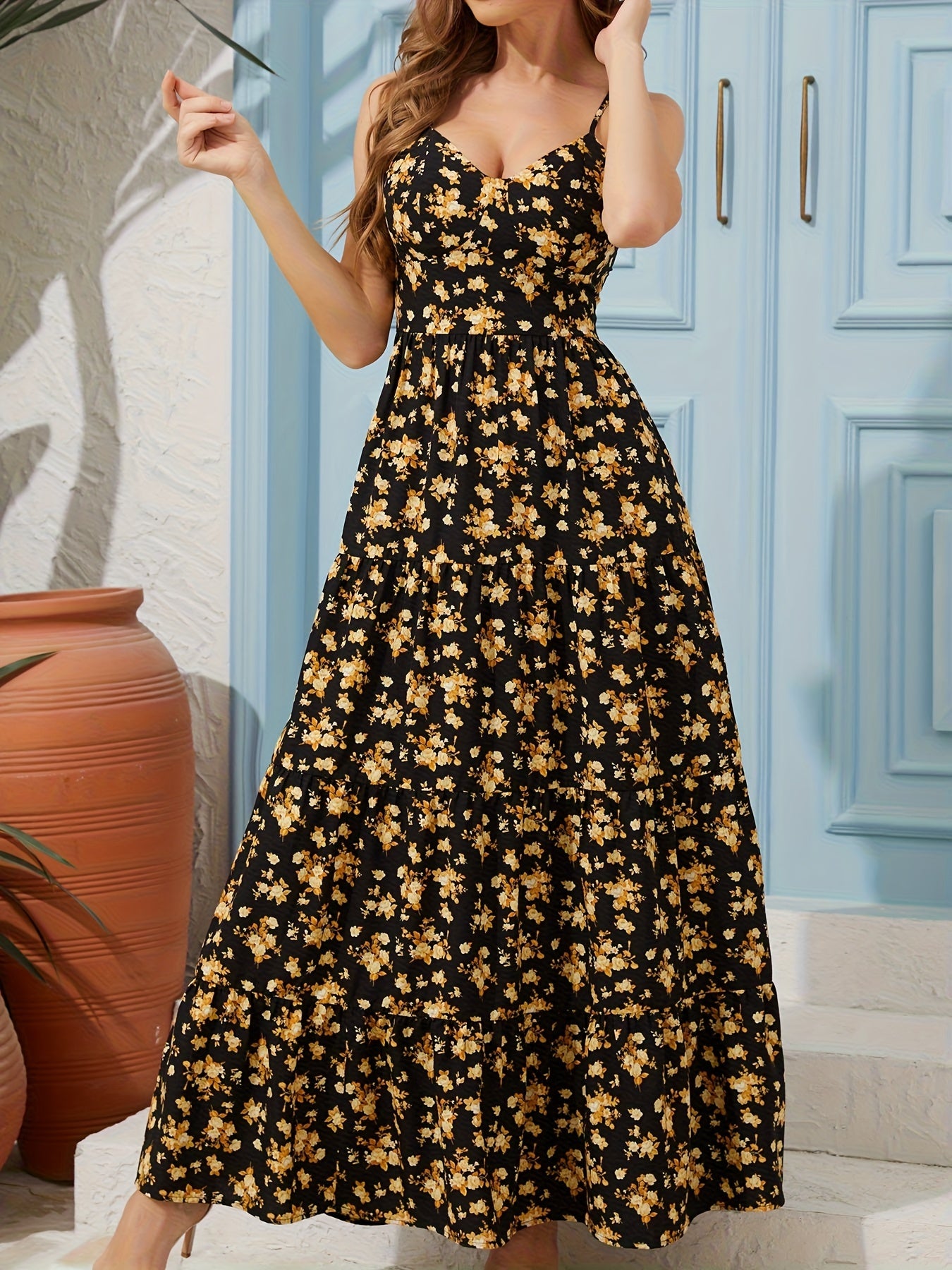 BloomCharm Backless Maxi Dress