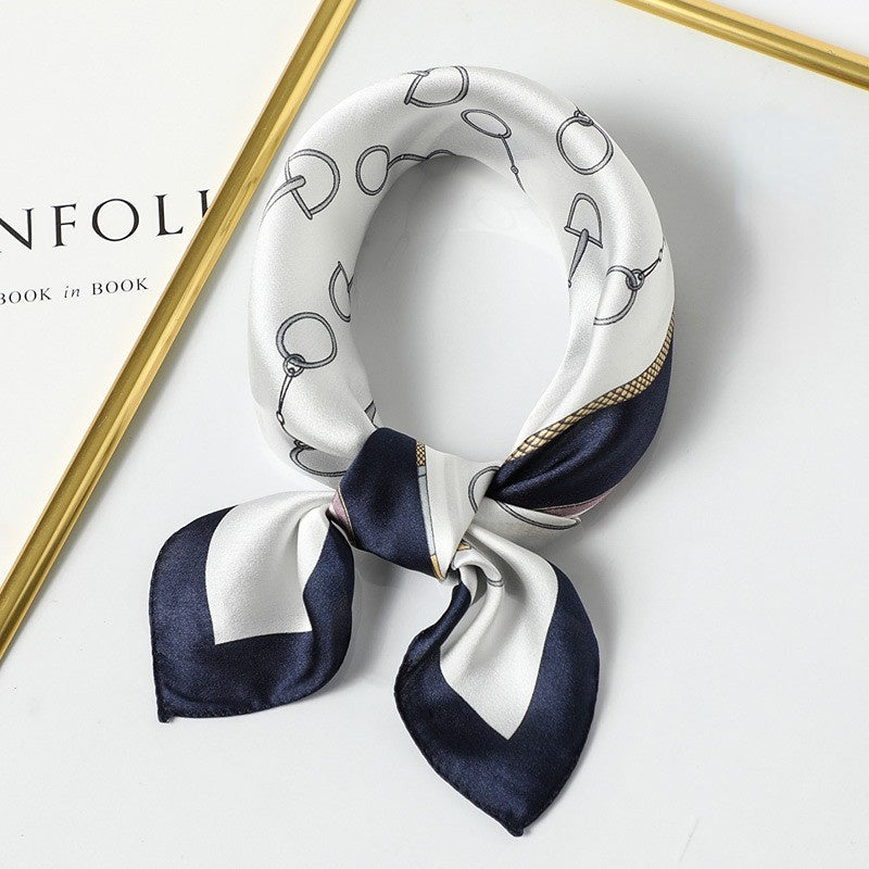 Silk Scarf Women's Spring And Summer New Fashion Professional All-match Printing Satin Silk Small Square Scarf Soft Scarf