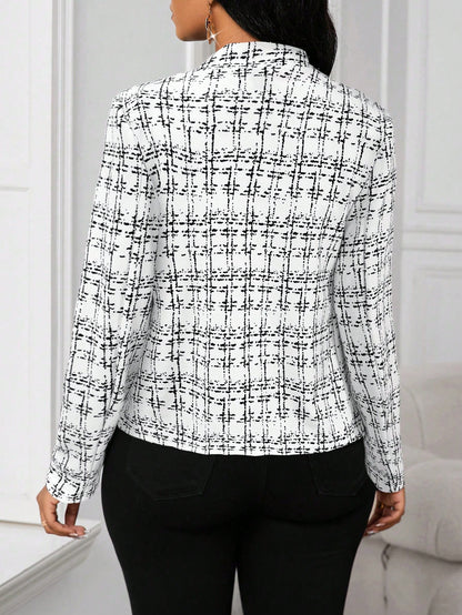 : NobleCheck Open-Front Blazer