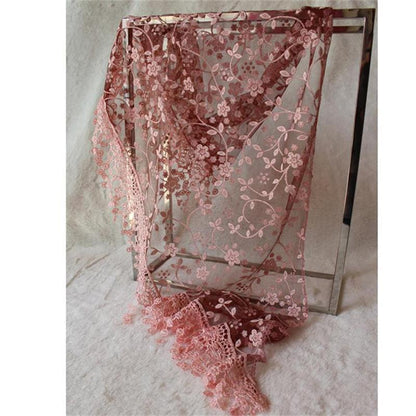 Fashion Hollow Lace Rose Burnt Triangle Silk Scarf
