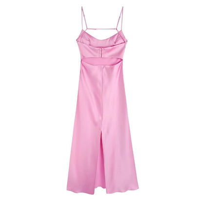 Summer New Women's Silk Satin Textured Dress