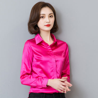 Simulated Silk Long-sleeved Shirt Fashion Casual Business Wear