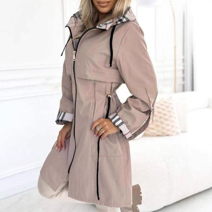 EuroChic Hooded Plaid Coat