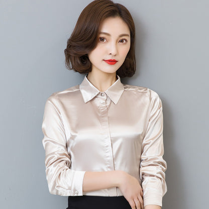 Simulated Silk Long-sleeved Shirt Fashion Casual Business Wear