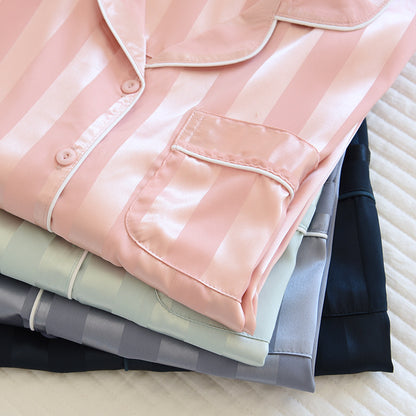 Men's Long Sleeve Silk Pajamas Ice Silk Home Wear Thin Suit