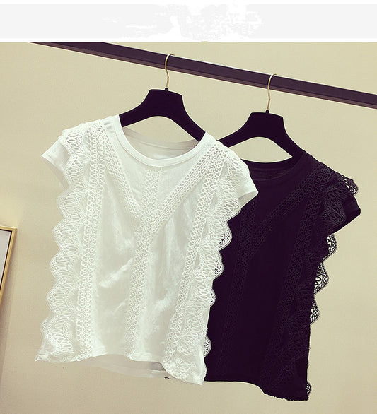 Hollow Lace Ice Silk Cotton Short Sleeves