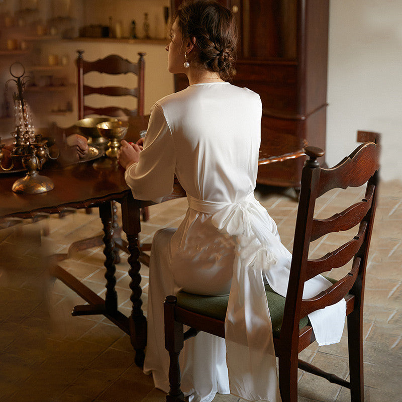 Bride French Luxury Long Silk Nightgown