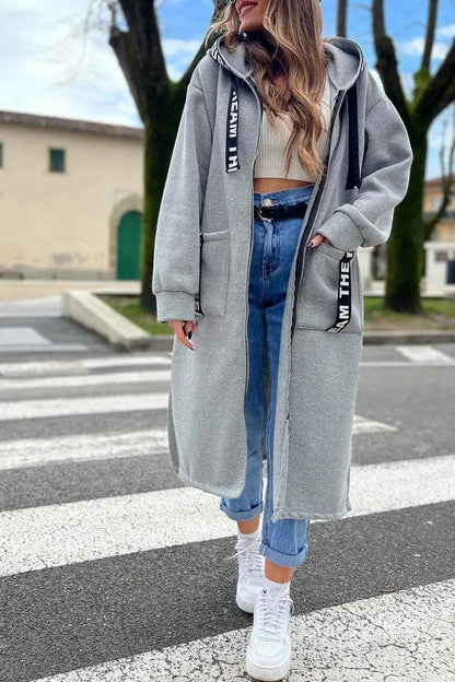 Women's Hooded Sports Long-sleeved Zipper Jacket
