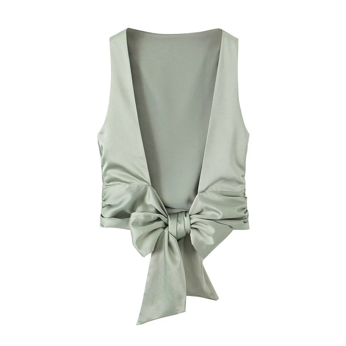 Women's Silk Satin Texture Backless Small Top