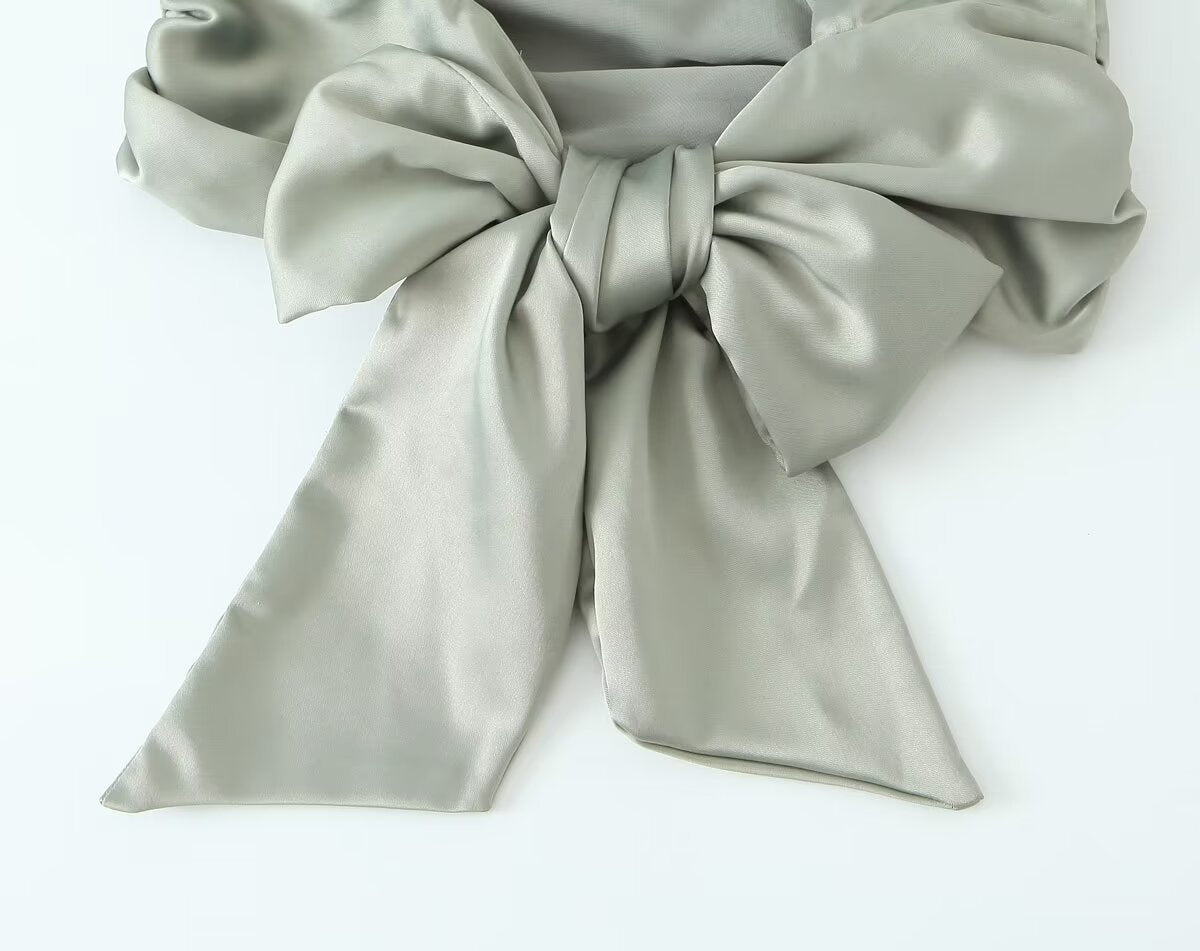 Women's Silk Satin Texture Backless Small Top