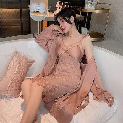 Two-piece Nightgown With Ice Silk Sling Skirt