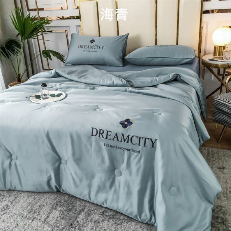 Tencel Summer Cooling Ice Silk Summer Quilt Airable Cover Four-piece Set