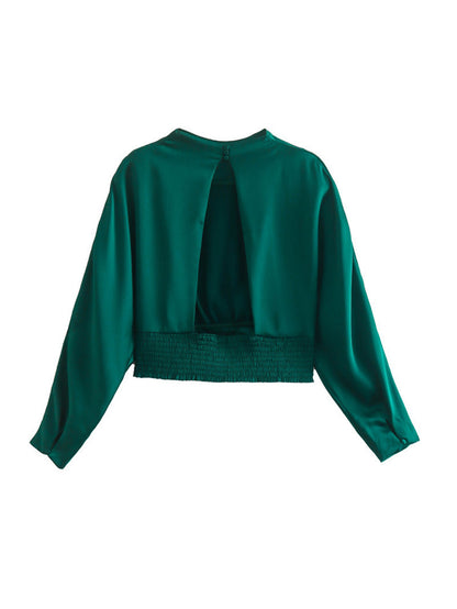 Women's Silk Shirt With Knot Decoration Skirt Suit
