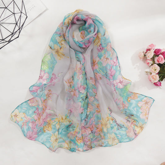 Summer Sunscreen Simulation Silk Beach Towel All-match Scarf