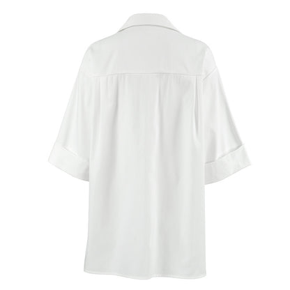 Women's Loose White Shirt Cool Silk Cotton Fashion