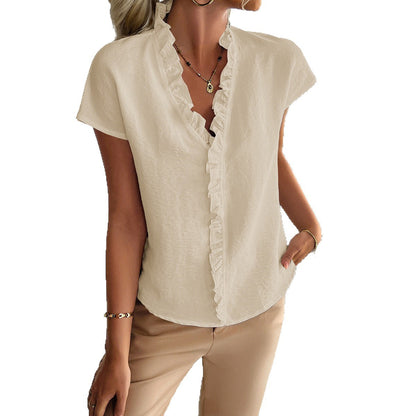Lunara Ruche Trim Shirt