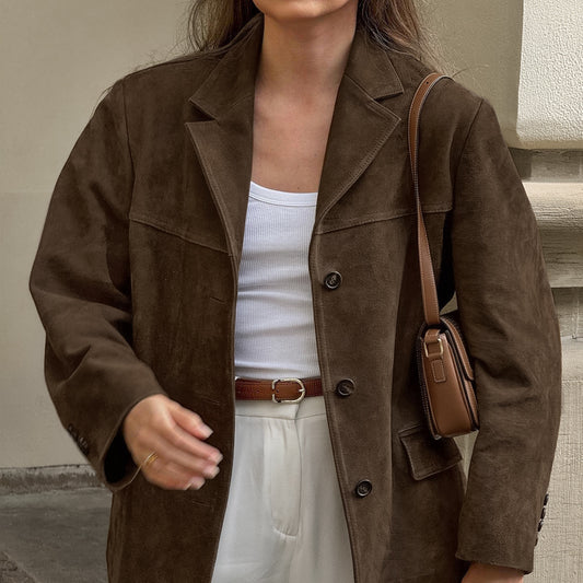 VintageVerve Turn-Down Collar Coat