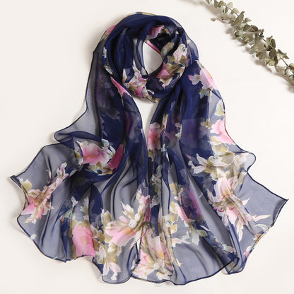 Summer Sunscreen Simulation Silk Beach Towel All-match Scarf