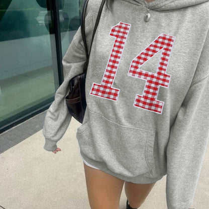 European And American Embroidery Digital Hooded Sweater