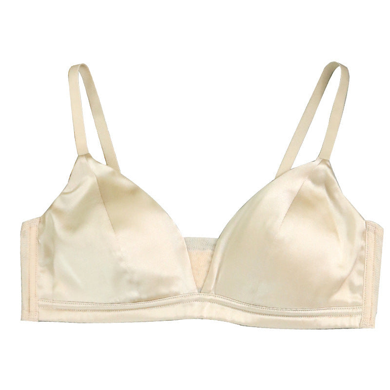 Silk Satin Glossy Thin Bra Wireless Underwear