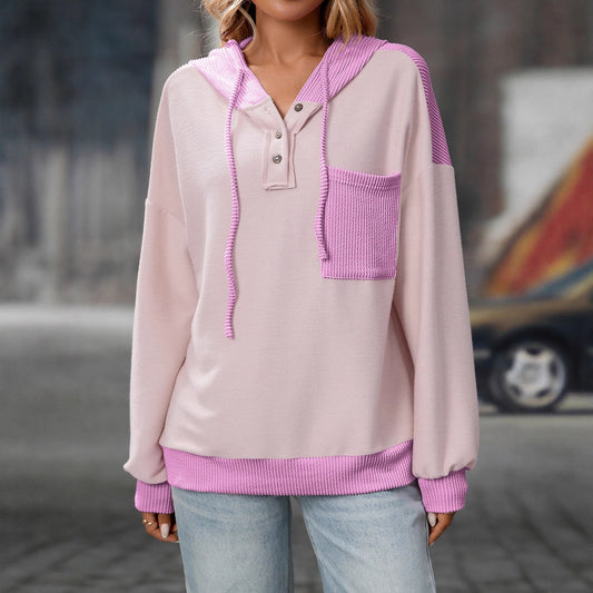 TwistAura Contrast Hooded Sweater