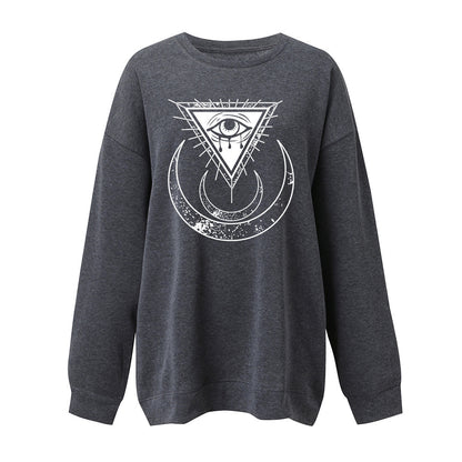 Moon's Third Eye Down Shoulder Fleece Sweater