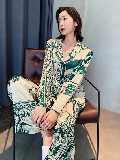 Women's High-end Ice Silk Pajama Set