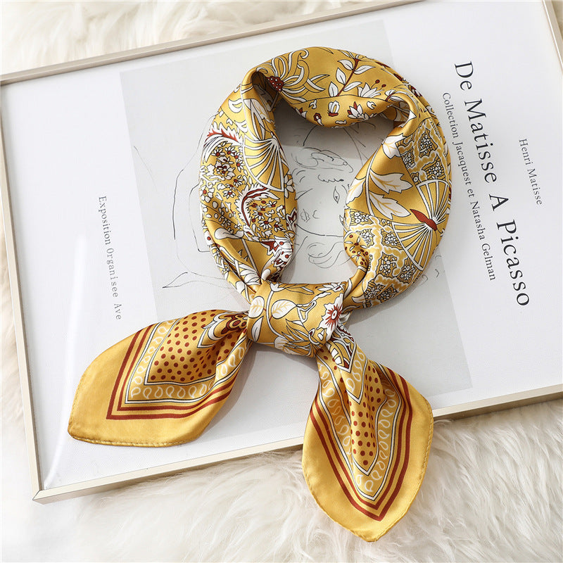 Women's Striped Silk Scarf Color Matching Versatile Printing Silk