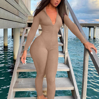 ZipEase Ribbed Jumpsuit