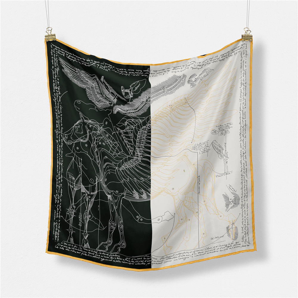 Fashion Simple Print Twill Versatile Temperament Silk Scarf