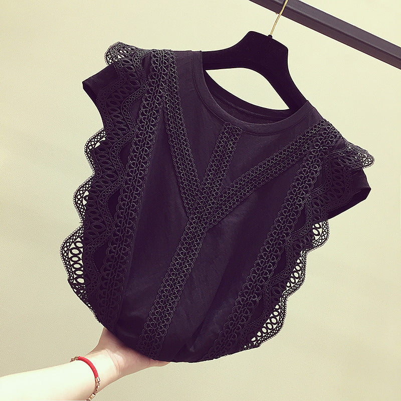 Hollow Lace Ice Silk Cotton Short Sleeves