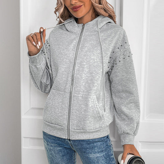 EdgeGlam Rivet Hooded Sweater