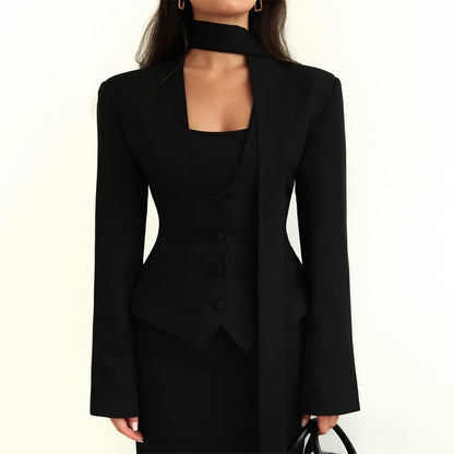 VelvaScarf Draped Suit Coat