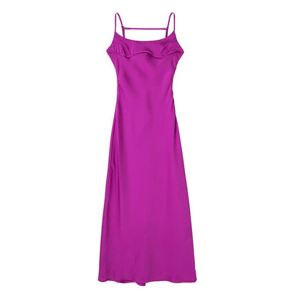 Silk Satin Suspender Elegant Women's Dress