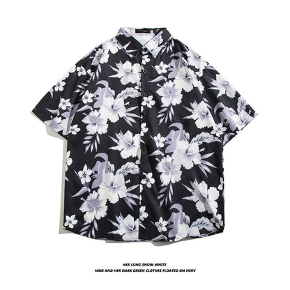 Fashionable Hawaiian Ice Silk Inch Shirt Man
