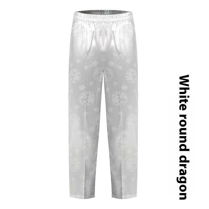 Loose Silk Chinese Style High-waisted Trousers