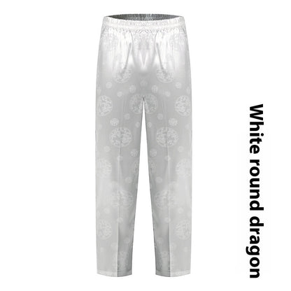 Loose Silk Chinese Style High-waisted Trousers