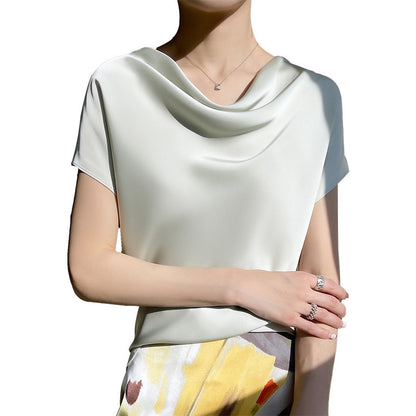 Women's Spring And Summer Silk Satin Short Sleeve
