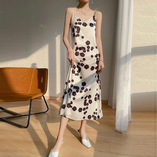 Women's Spring And Summer Silk Suspender Dress