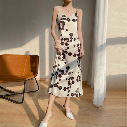 Women's Spring And Summer Silk Suspender Dress
