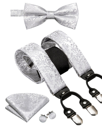 Luxury Silk Men's Sling Leather Metal 6-clip Bra