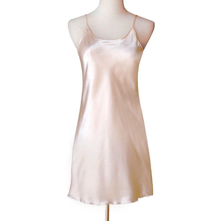 Sleeveless Plus Size Imitation Silk Suspender Skirt