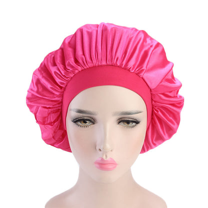 Faux Silk Dome Night Hat With Wide Brim Headband