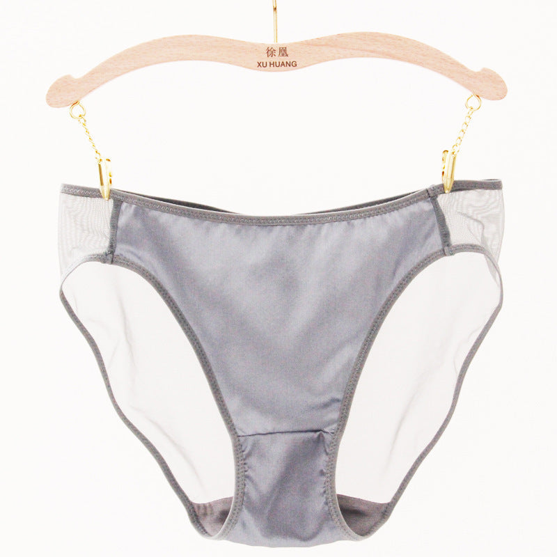 Knitted Mid-waist Silk Satin Mesh Mulberry Silk Underwear