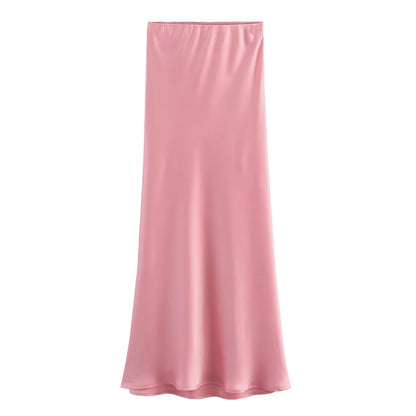 Women's Fashionable Silk Satin High Waist Skirt